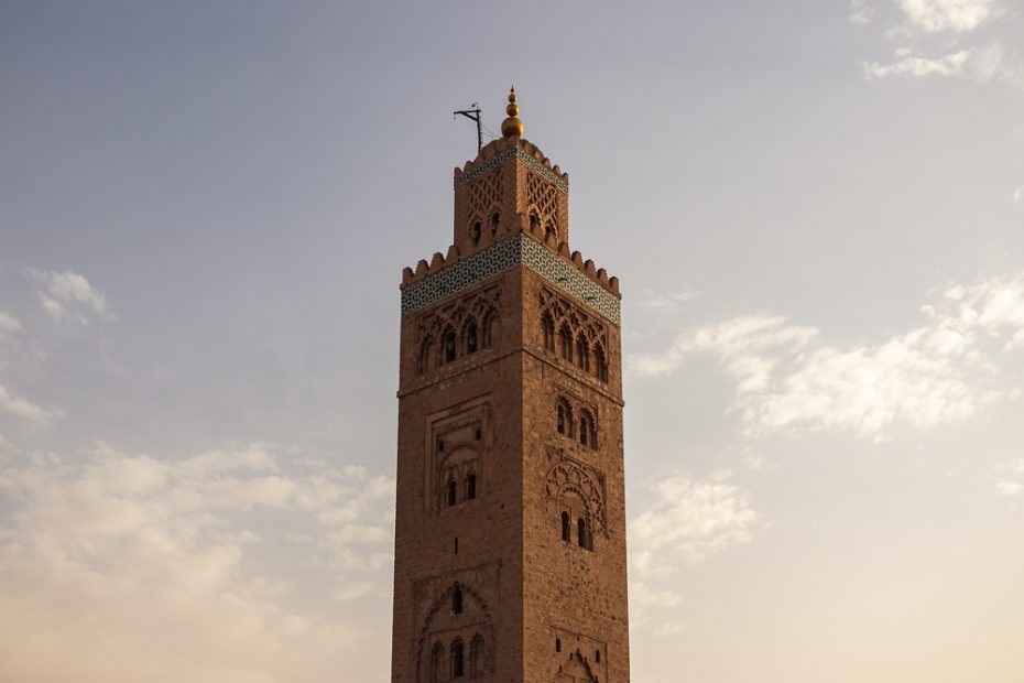 Minarete da Mesquita Koutoubia em Marraquexe a visitar em Marrocos
